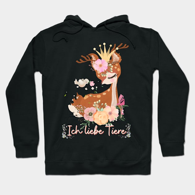 Reh Liebe Tiere Prinzessin Blumen Süß Hoodie by Maggini Art